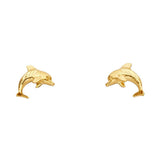 14K Yellow Gold 10mm Dolphin Post Earrings