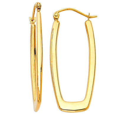 14K Yellow Gold 2.5mm Flat Rectangular Earrings