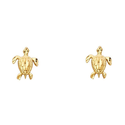 14K Yellow Gold 8mm Turtle Post Earrings