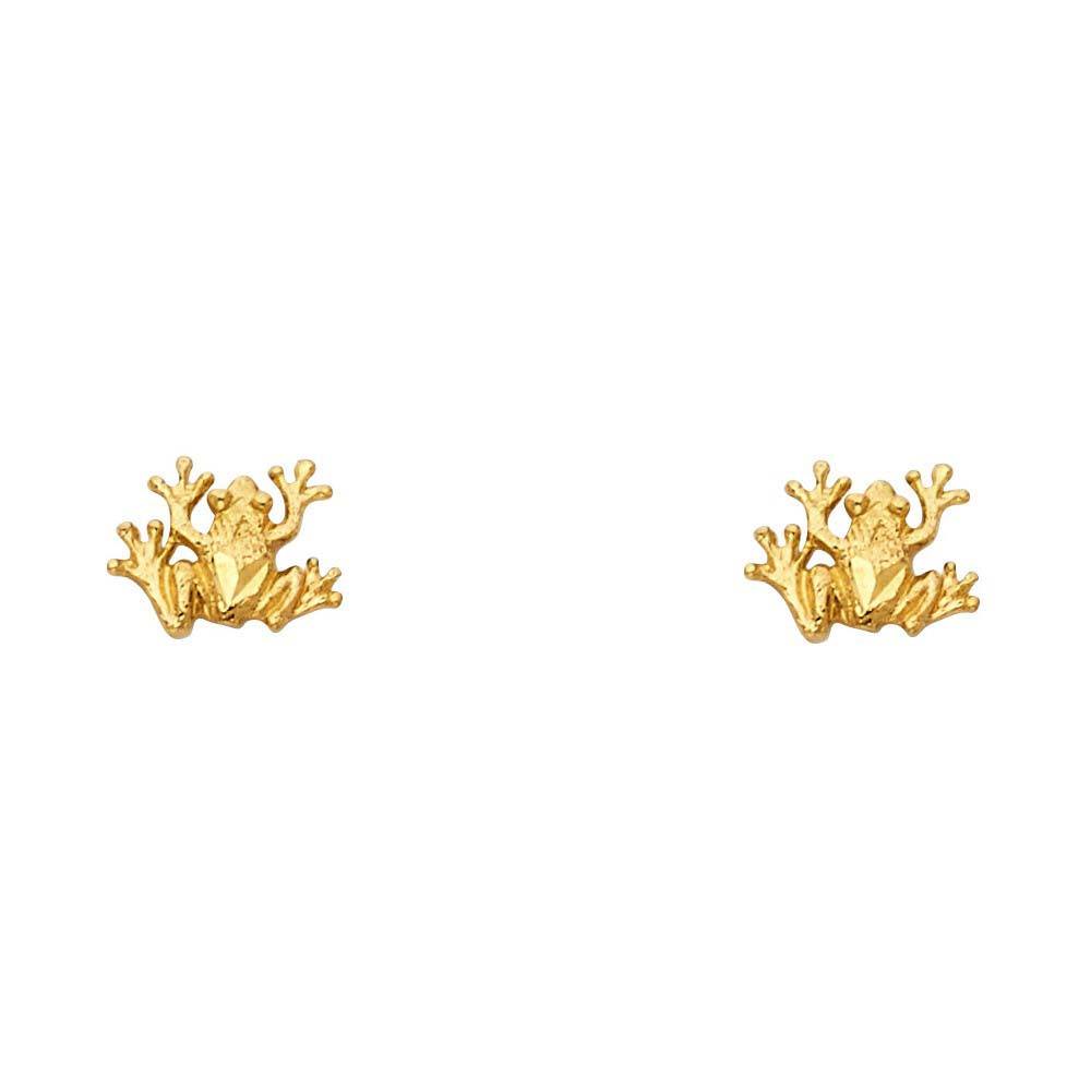 14K Yellow Gold 8mm Frog Post Earrings