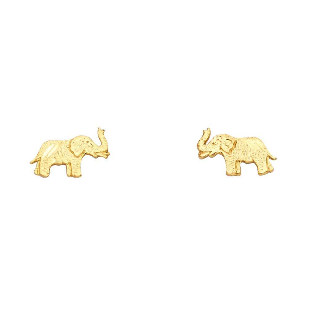 14K Yellow Gold 7mm Elephant Post Earrings