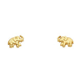 14K Yellow Gold 8mm Elephant Post Earrings