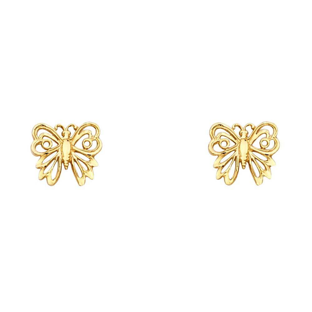 14K Yellow Gold 9mm Butterfly Post Earrings
