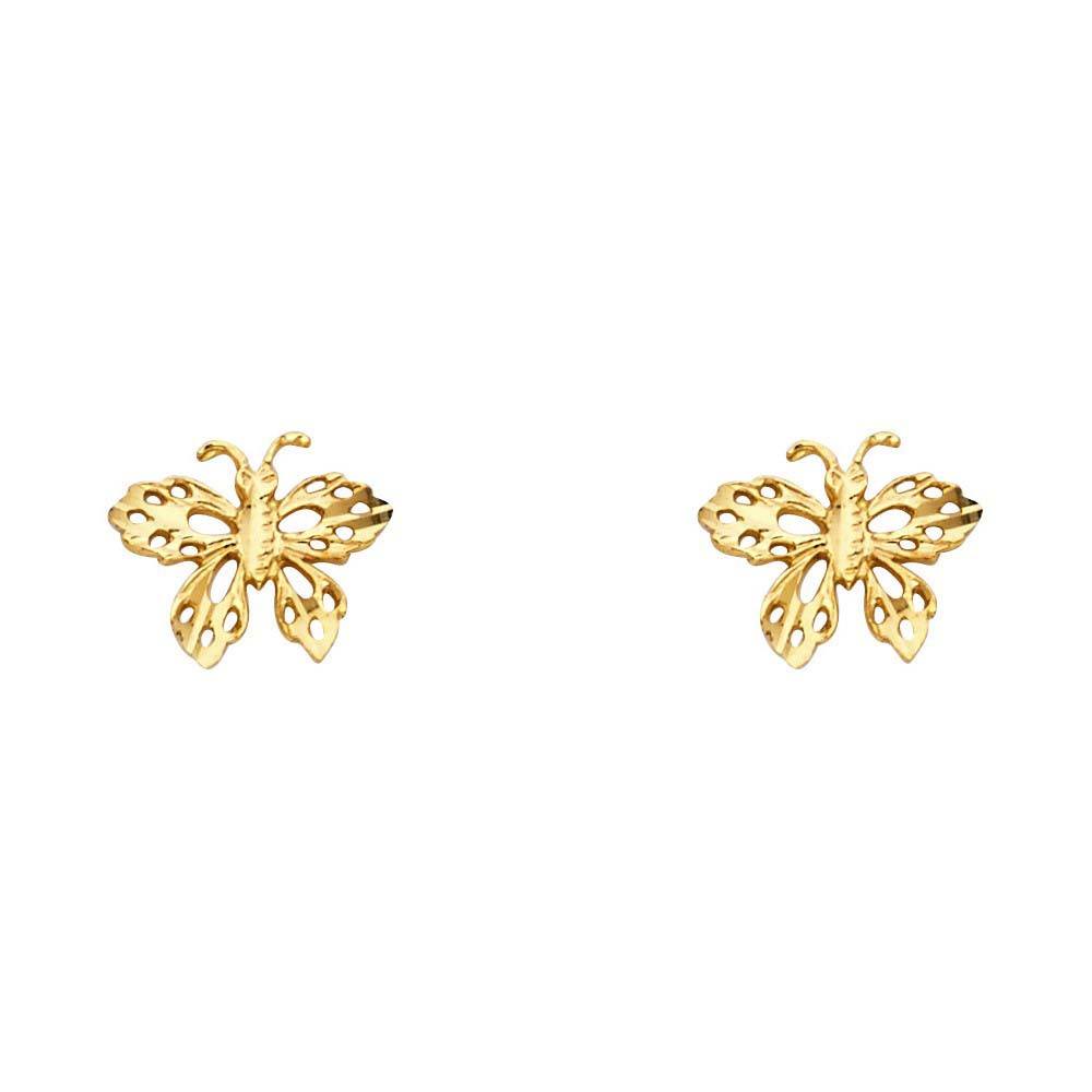 14K Yellow Gold 10mm Butterfly Post Earrings