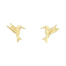 Load image into Gallery viewer, 14K Yellow Gold 11mm Hummingbird Post Earrings