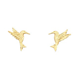 14K Yellow Gold 11mm Hummingbird Post Earrings