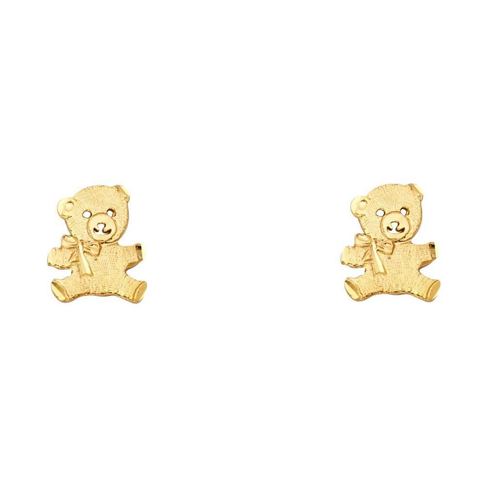 14K Yellow Gold 8mm Bear Post Earrings