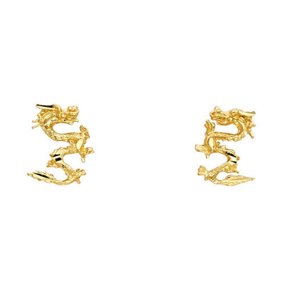14K Yellow Gold 7mm Dragon Post Earrings
