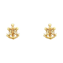 Load image into Gallery viewer, 14K Yellow Gold 8mm Anchor Post Earrings