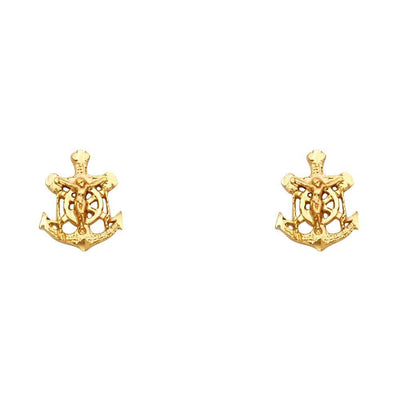 14K Yellow Gold 8mm Anchor Post Earrings