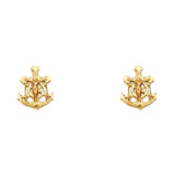 14K Yellow Gold 8mm Anchor Post Earrings