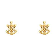 14K Yellow Gold 8mm Anchor Post Earrings