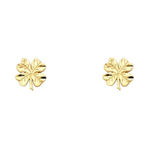 14K Yellow Gold 8mm Clover Post Earrings