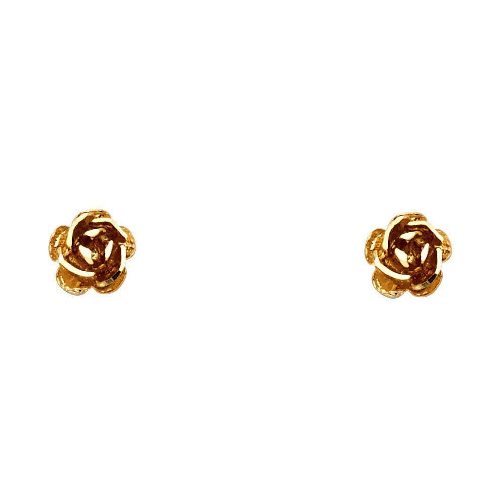 14K Pink Gold 7mm Flower Post Earrings