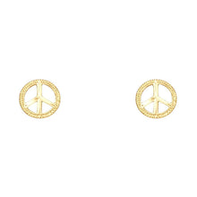 Load image into Gallery viewer, 14K Yellow Gold Peace Symbol Post Earrings