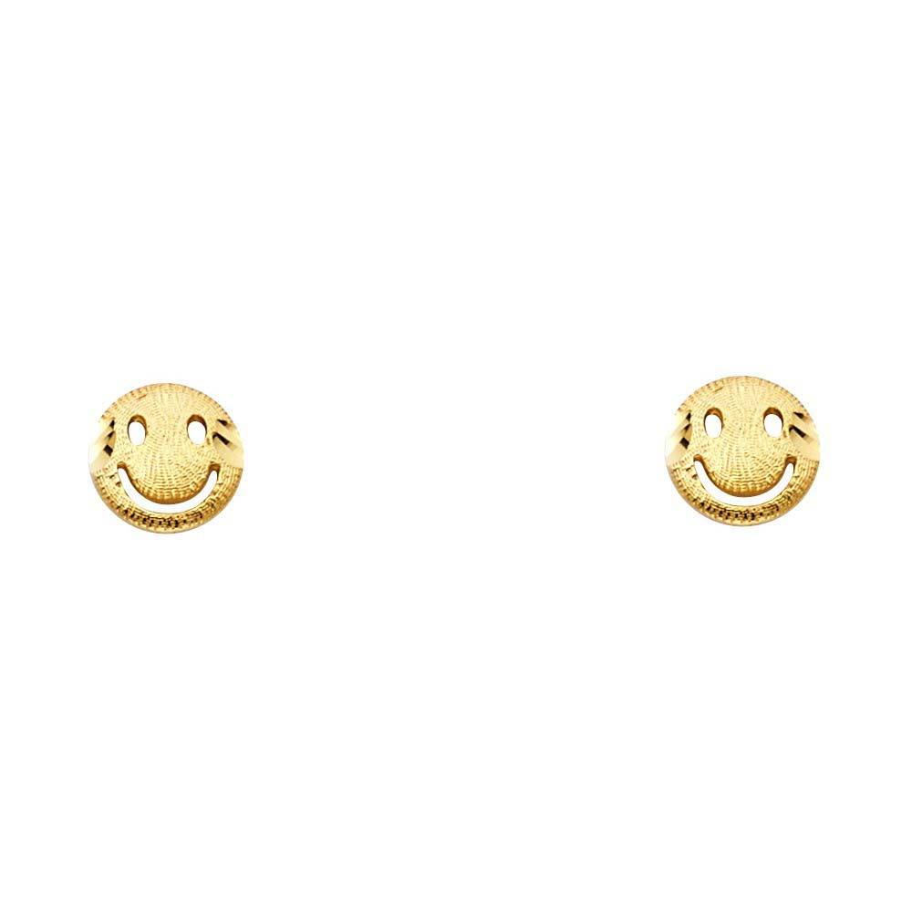 14K Yellow Gold Smile Post Earrings