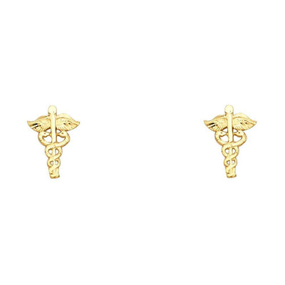 14K Yellow Gold 7mm Clinic Mark Post Earrings