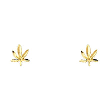 Load image into Gallery viewer, 14K Yellow Gold 7mm Mariuana Post Earrings