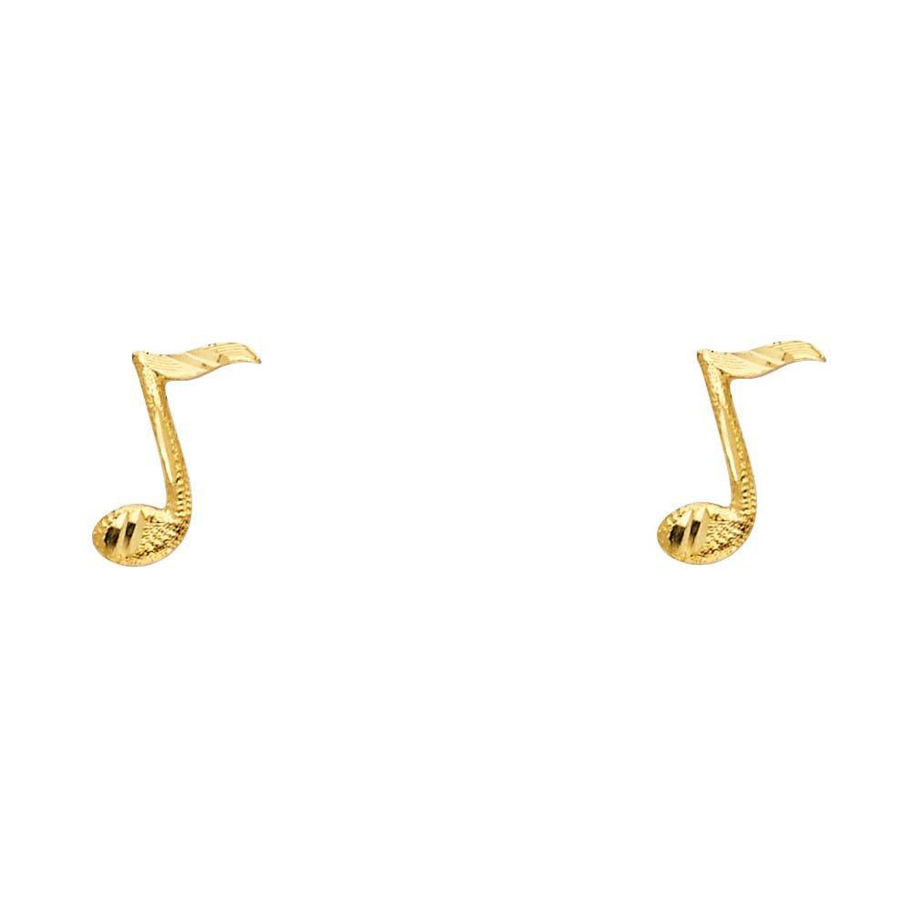14K Yellow Gold 4mm Music Note Post Earrings
