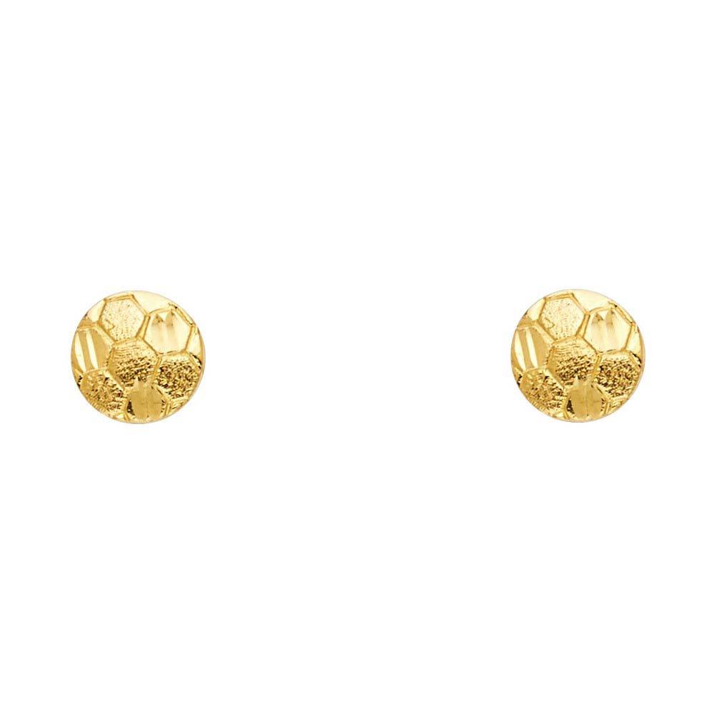 14K Yellow Gold Soccer Ball Post Earrings