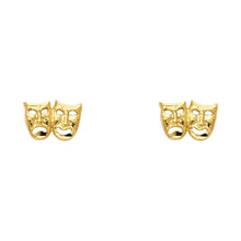 Load image into Gallery viewer, 14K Yellow Gold 10mm Smile or Cry Face Post Earrings