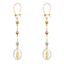 Load image into Gallery viewer, 14K Two Tone Gold Hanging Earrings