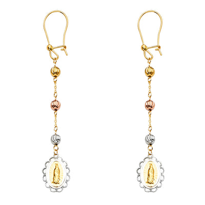14K Two Tone Gold Hanging Earrings