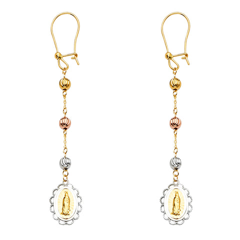 14K Two Tone Gold Hanging Earrings