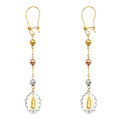 14K Two Tone Gold Hanging Earrings