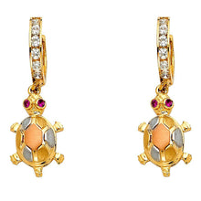 Load image into Gallery viewer, 14K Tri Color Gold CZ Infinity Hanging Earrings