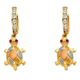14K Tri Color Gold CZ Infinity Hanging Earrings