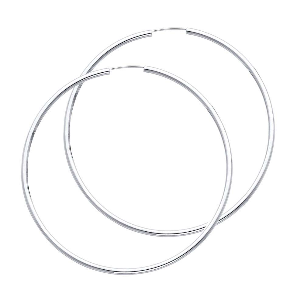 14K White Gold 2mm Hoop Earrings