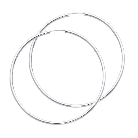14K White Gold 2mm Hoop Earrings