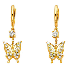 Load image into Gallery viewer, 14K Yellow Gold CZ Hanging Huggies Earrings