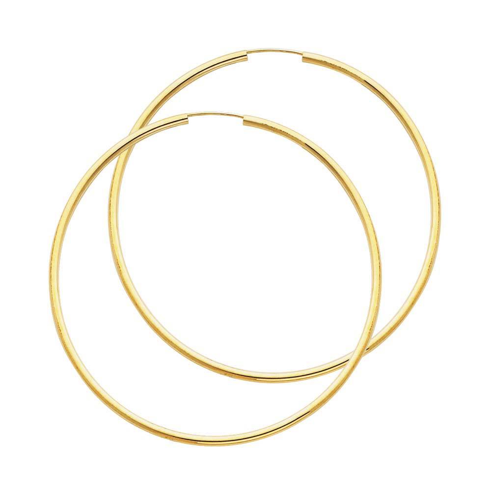 14K Yellow Gold 2mm Endless Hoop Earrings
