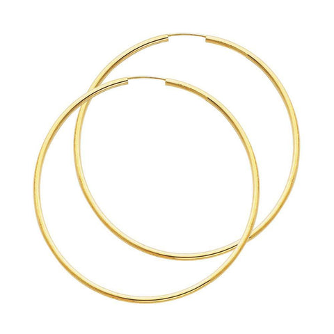 14K Yellow Gold 2mm Endless Hoop Earrings