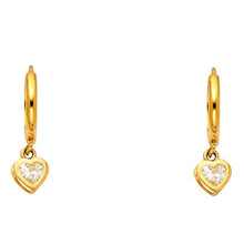 Load image into Gallery viewer, 14K-Yellow-Gold-CZ-Hanging-Huggies-Earrings-38