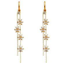 Load image into Gallery viewer, 14K Yellow Gold CZ Hanging Huggies Earrings