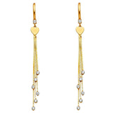 14K Yellow Gold CZ Hanging Huggies Earrings