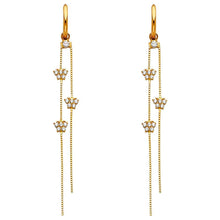 Load image into Gallery viewer, 14K Yellow Gold CZ Hanging Huggies Earrings