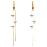 14K Yellow Gold CZ Hanging Huggies Earrings