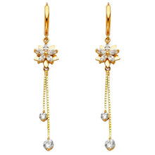 Load image into Gallery viewer, 14K Yellow Gold CZ Hanging Huggies Earrings