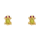 14K Yellow Gold Frog Post Earrings