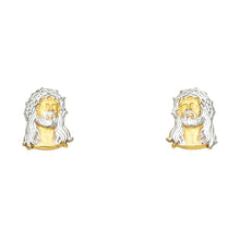 Load image into Gallery viewer, 14K Two Tone Gold Jesus Face Post Earrings