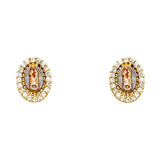 14K Tri Color Gold Our Lady of Guadalupe Post Earrings