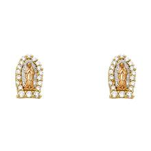 Load image into Gallery viewer, 14K Tri Color Gold Our Lady of Guadalupe Post Earrings