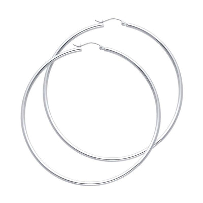 14K White Gold 2mm Hoop Earrings
