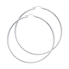 14K White Gold 2mm Hoop Earrings