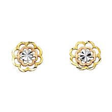 Load image into Gallery viewer, 14K Tri Color Flower Post Earrings