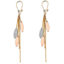 Load image into Gallery viewer, 14K Tri Color Diamond Cut Hanging Earrings